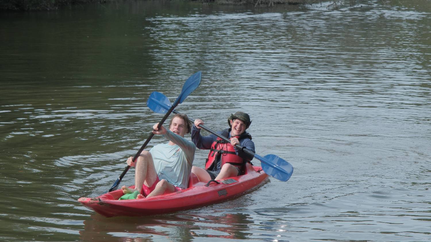 students kayaking